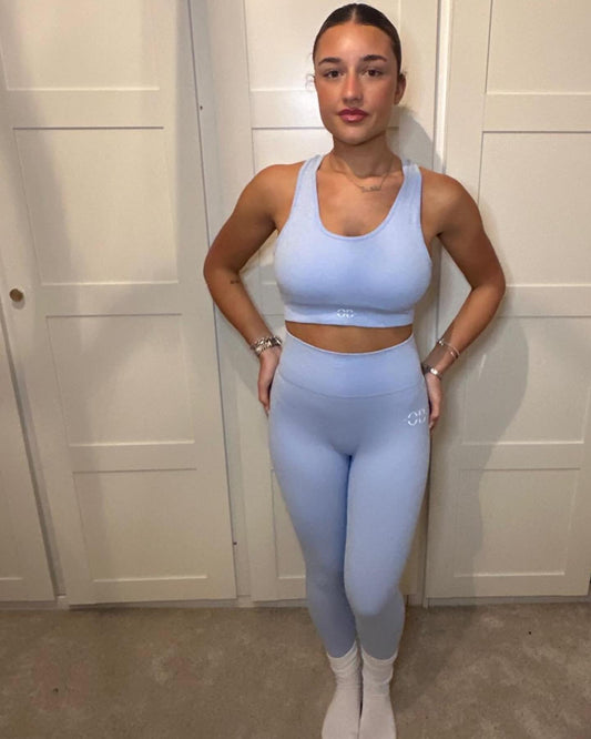 BLUE - Seamless Sports Bra & Leggings